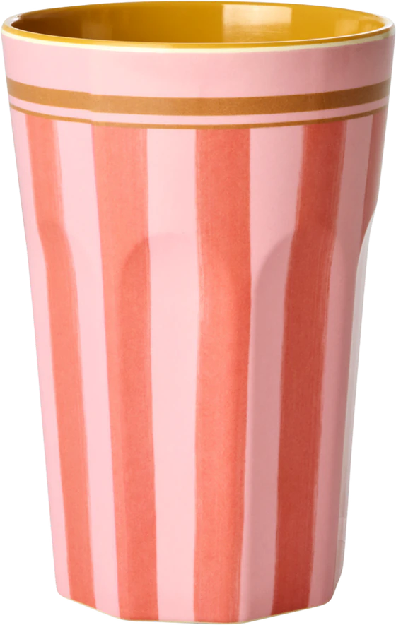 Hoher Trinkbecher Melamin 400ml Rice by Rice Streifen BPA-frei