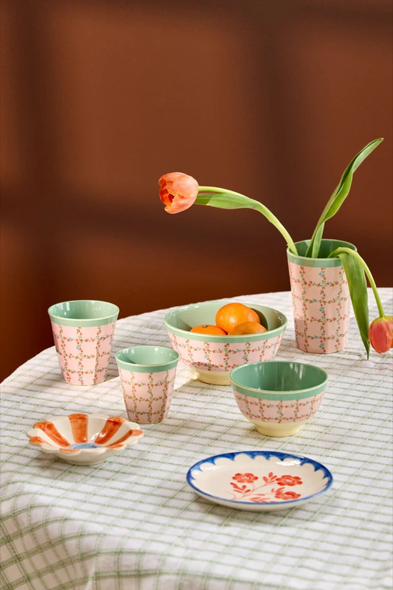 Melamin-Trinkbecher 250 ml kariert Rice by Rice robust