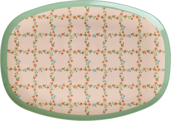 Rechteckiger Melaminteller Rice by Rice – Kariertes Design BPA-frei