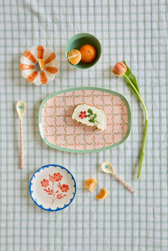 Rechteckiger Melaminteller Rice by Rice – Kariertes Design BPA-frei