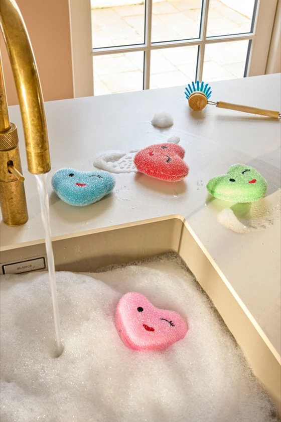 Küchenschwämme Herzform Rice by Rice – 4 Farben Set, sanft & langlebig