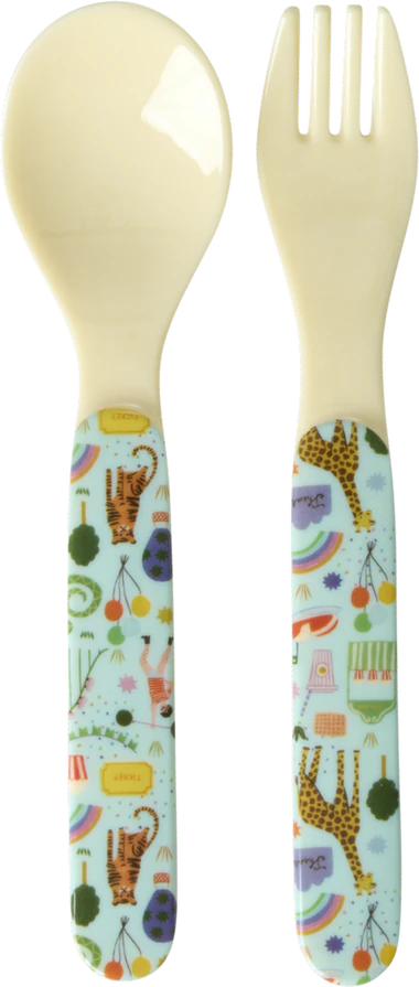 Kinderbesteck-Set Rice by Rice Mint Print Melamin BPA-frei