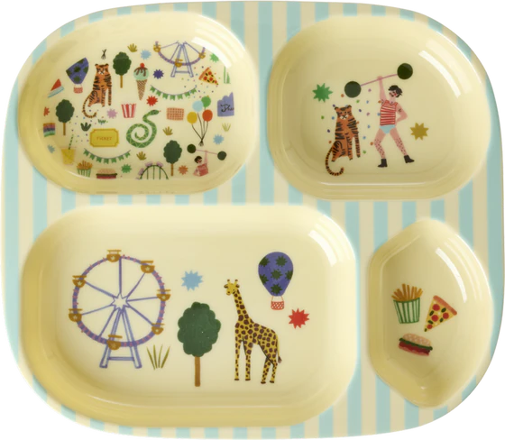 Kinderteller Rice by Rice Melamin Mint Fun Fair Print robust