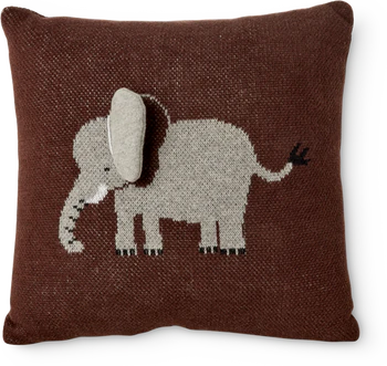 Kinder-Dekokissen Elefant 3D Rice by Rice Braun Baumwolle