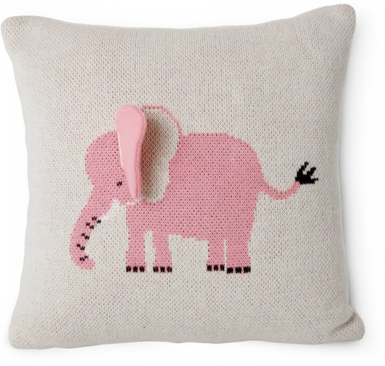 Kinder-Dekokissen Elefant 3D Rosa Small – Rice by Rice