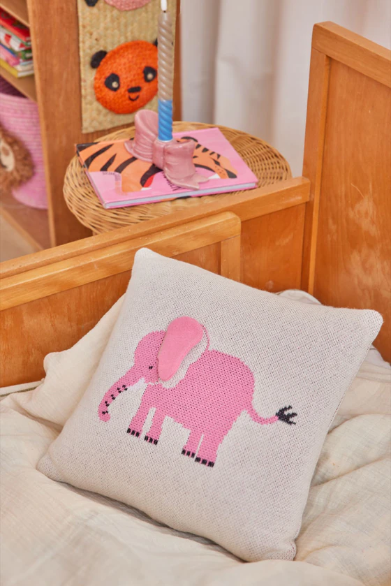 Kinder-Dekokissen Elefant 3D Rosa Small – Rice by Rice