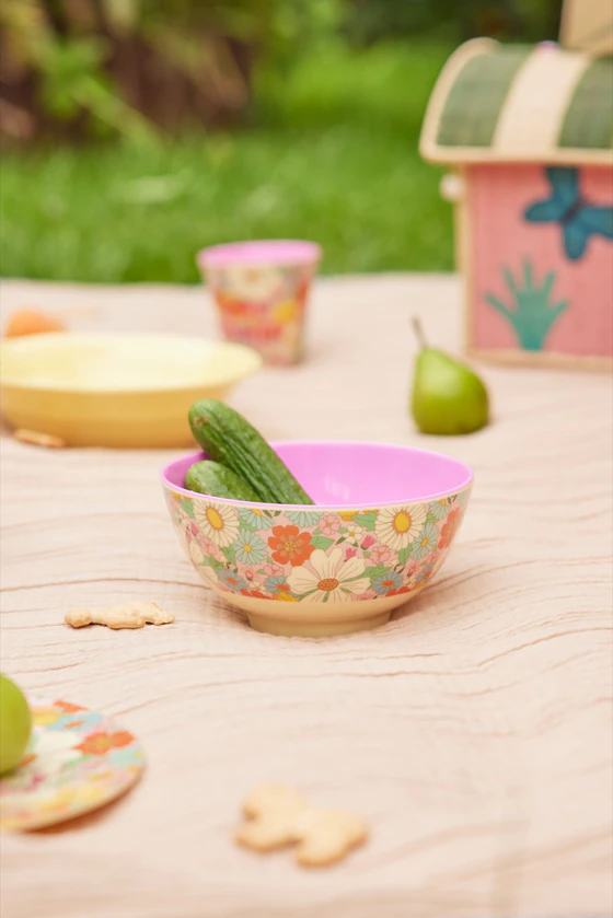 Melamin-Schale 700ml Flower Power Rice by Rice – Bruchfest & Spülmaschinengeeignet