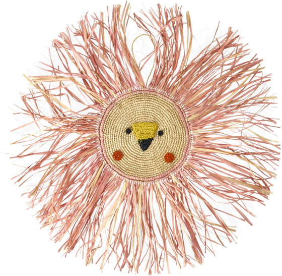 Handgefertigte Wanddeko Raffia Pink Groß – Rice by Rice