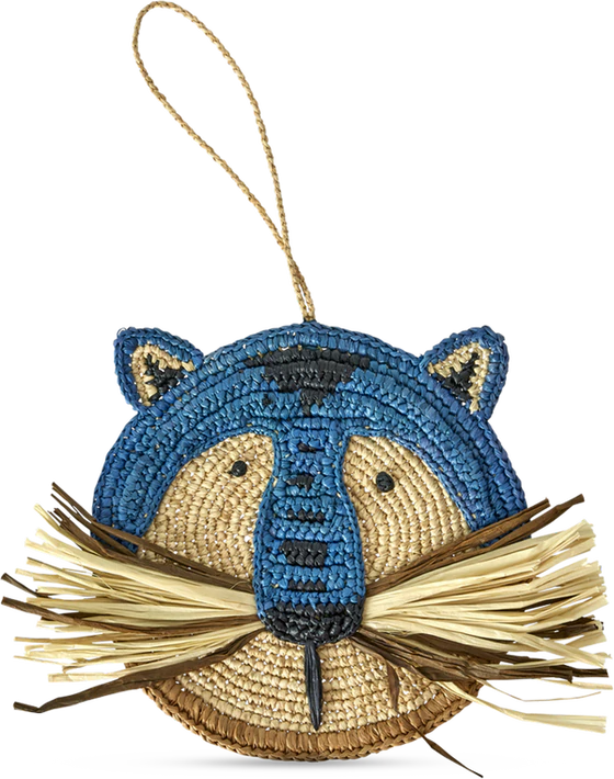 Wanddekoration Raffia Tiermotiv Blau Rice by Rice – Handgefertigt