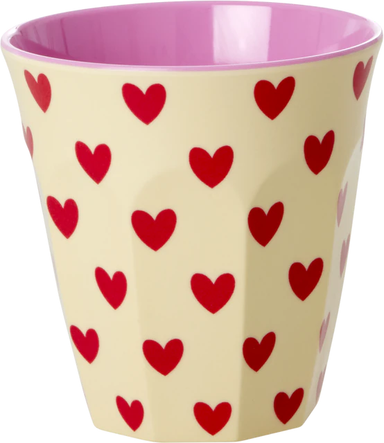 Trinkbecher Melamin 250ml Rice by Rice – Herzchenmuster, bruchfest