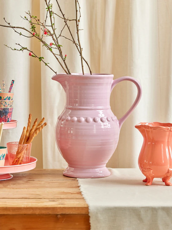 Große Keramikkanne Rice by Rice 7,9L Soft Pink Glasiert