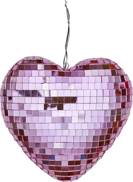 Dekorativer Herz-Spiegel-Disco-Ball Medium Rice by Rice Rosa