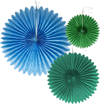 Dekorative Papierfächer Rice by Rice Party Blau 20/30/40 cm