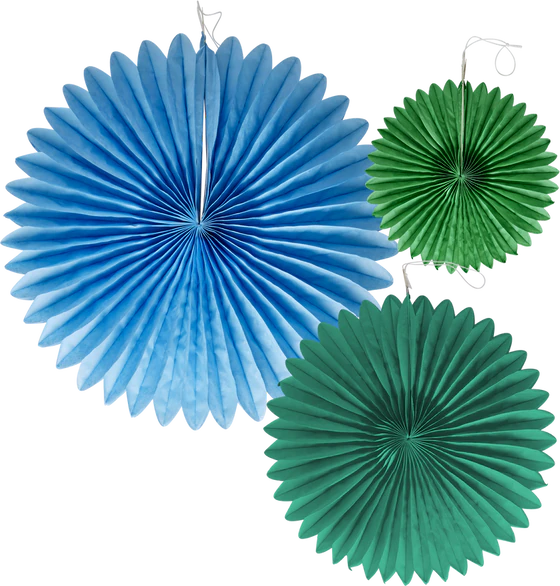 Dekorative Papierfächer Rice by Rice Party Blau 20/30/40 cm