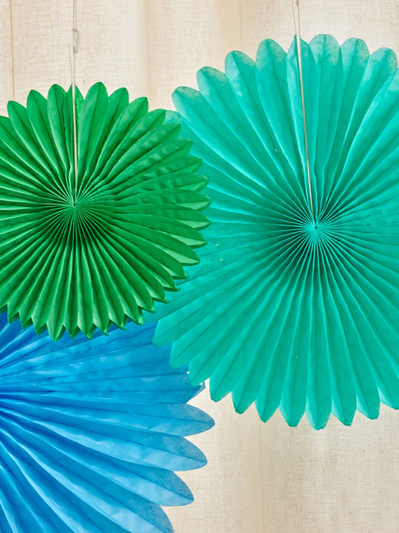 Dekorative Papierfächer Rice by Rice Party Blau 20/30/40 cm