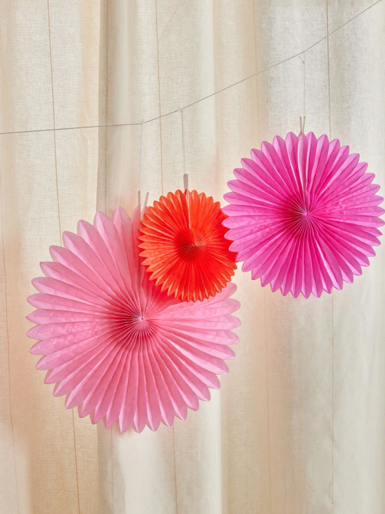 Dekorative Papierfächer Rice by Rice Pink/Rot 20/30/40cm Set