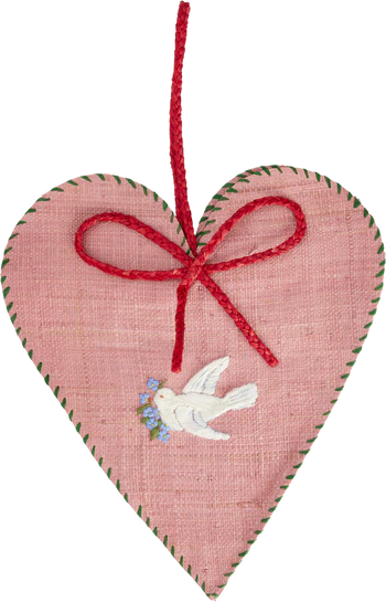 Weihnachtsbaumanhänger Herz Taube Rice by Rice Raffia Unikat