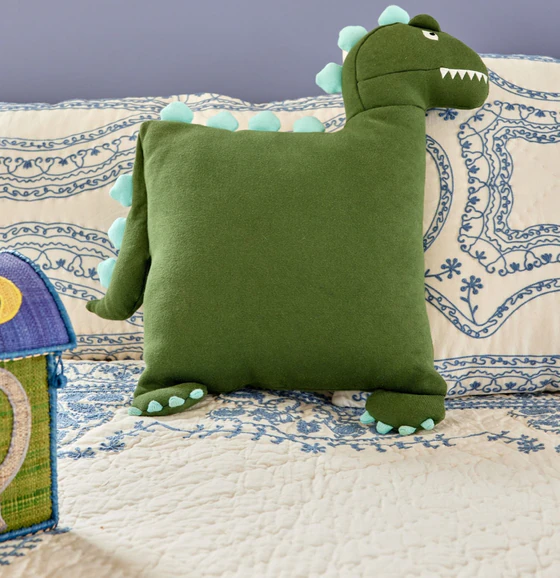 Kinder-Dekokissen Dinosaurier Rice by Rice Grün Baumwolle