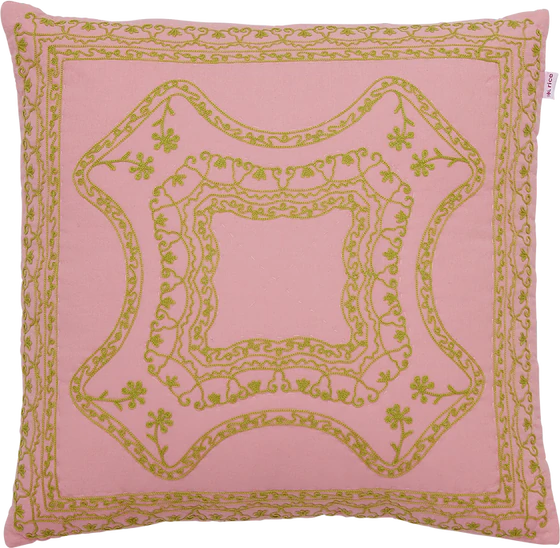 Dekokissen Rice by Rice Soft Pink Baumwolle Stickerei Unikat