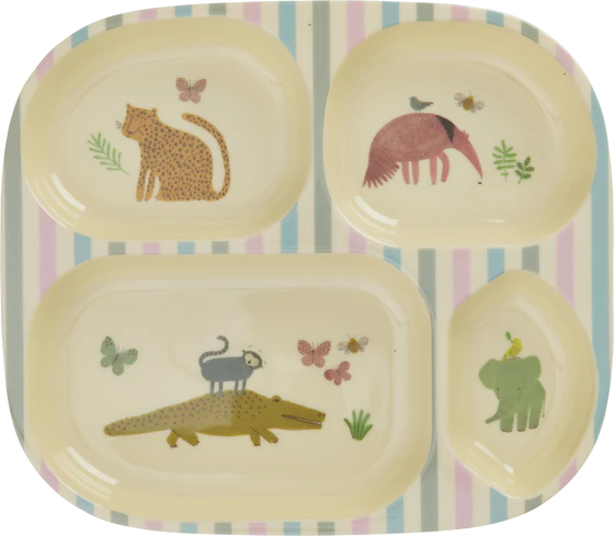 Kinderteller Rice by Rice Melamin Dschungel 4 Fächer robust