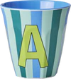 Melamin-Trinkbecher Rice by Rice 250 ml Streifen BPA-frei - Melamine Cup with the Letter A - Stripes - Medium - 250 ml