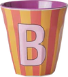 Melamin-Trinkbecher B Streifen 250ml Rice by Rice robust - Melamine Cup with the Letter B - Stripes - Medium - 250 ml