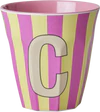 Melamin-Trinkbecher Rice by Rice 250 ml gestreift BPA-frei - Melamine Cup with the Letter C - Stripes - Medium - 250 ml