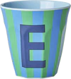 Melamin-Trinkbecher Rice by Rice 250ml E Streifen robust - Melamine Cup with the Letter E - Stripes - Medium - 250 ml