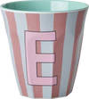 Melamin-Trinkbecher Rice by Rice 250 ml Streifen E bruchfest - Melamine Cup with the Letter E - Stripes - Medium - 250 ml