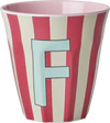 Melamin-Trinkbecher Rice by Rice F Streifen 250ml robust - Melamine Cup with the Letter F - Stripes - Medium - 250 ml