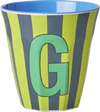 Melamin-Trinkbecher Rice by Rice 250ml G Streifen bruchfest - Melamine Cup with the Letter G - Stripes - Medium - 250 ml