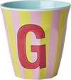 Melamin-Trinkbecher Rice by Rice G Streifen 250ml BPA-frei - Melamine Cup with the Letter G - Stripes - Medium - 250 ml