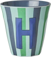 Melamin-Trinkbecher H Streifen 250ml – Rice by Rice robust - Melamine Cup with the Letter H - Stripes - Medium - 250 ml