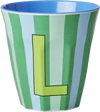 Melamin-Trinkbecher L 0 llll Streifen Rice by Rice BPA-frei - Melamine Cup with the Letter L - Stripes - Medium - 250 ml