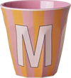Melamin-Trinkbecher Rice by Rice 250 ml Streifen M bruchfest - Melamine Cup with the Letter M - Stripes - Medium - 250 ml