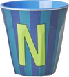 Melamin-Trinkbecher Rice by Rice Streifen N 250ml BPA-frei - Melamine Cup with the Letter N - Stripes - Medium - 250 ml
