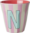 Melamin-Trinkbecher N Streifen 250ml Rice by Rice bruchfest - Melamine Cup with the Letter N - Stripes - Medium - 250 ml