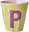 Melamin-Trinkbecher Rice by Rice P 250ml BPA-frei Streifen - Melamine Cup with the Letter P - Stripes - Medium - 250 ml