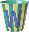 Melamin-Trinkbecher W Streifen 250ml Rice by Rice robust - Melamine Cup with the Letter W - Stripes - Medium - 250 ml