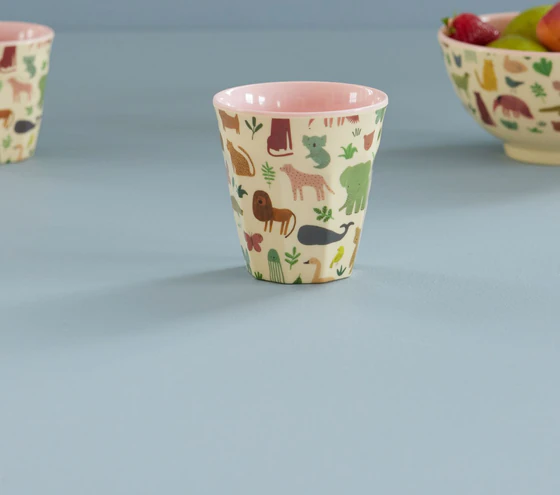 Melamin-Trinkbecher Rice by Rice 250 ml Rosa Jungle Print