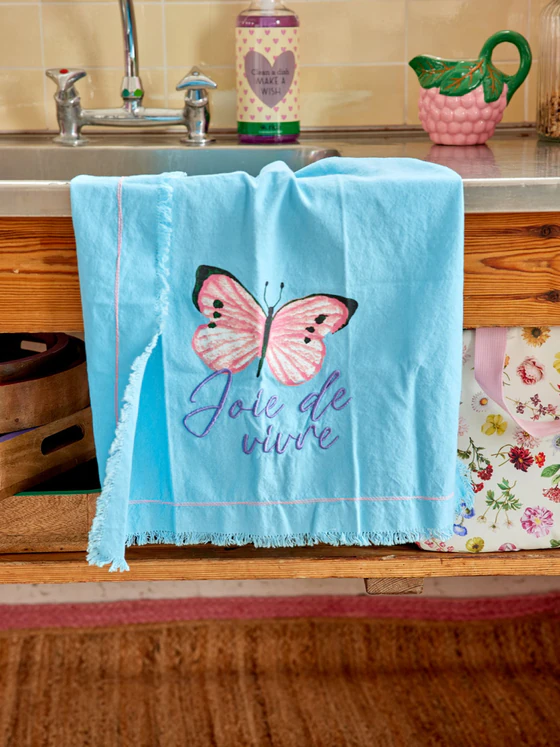 Geschirrtuch Baumwolle Blau Rice by Rice – Schmetterlingswiese