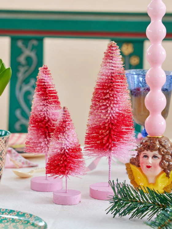 Dekoratives Mini-Tannenbaum-Set Pink Rice by Rice – Vintage-Look