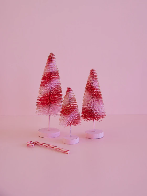 Dekoratives Mini-Tannenbaum-Set Pink Rice by Rice – Vintage-Look
