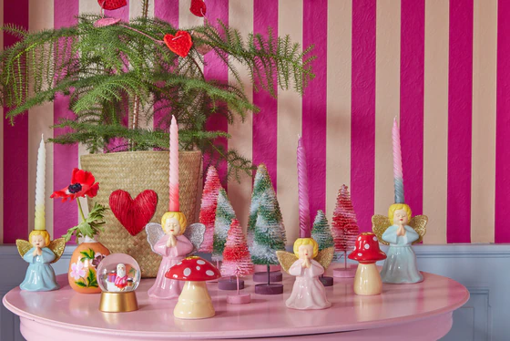 Dekoratives Mini-Tannenbaum-Set Pink Rice by Rice – Vintage-Look