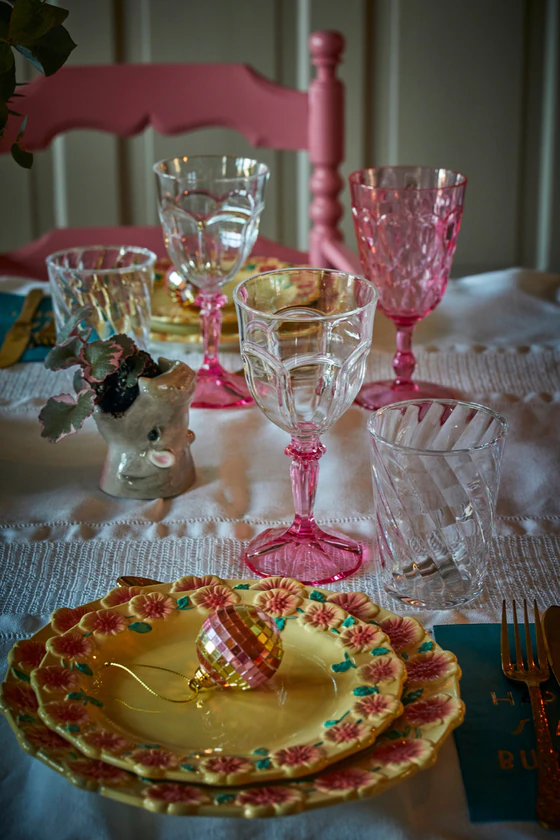 Dekorativer Spiegel-Disco-Ball Rice by Rice Rot-Pink-Gold Klein