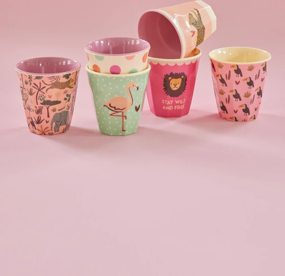 Kindertassen-Set Melamin 6er Pack 160ml Rice by Rice Jungle