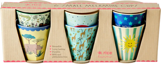 Kinderbecher-Set Rice by Rice Melamin 6er bunt 160 ml