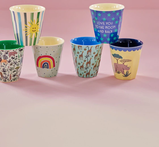 Kinderbecher-Set Rice by Rice Melamin 6er bunt 160 ml