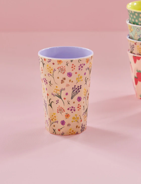 Hoher Trinkbecher Melamin 400 ml - Rice by Rice Wildblumen