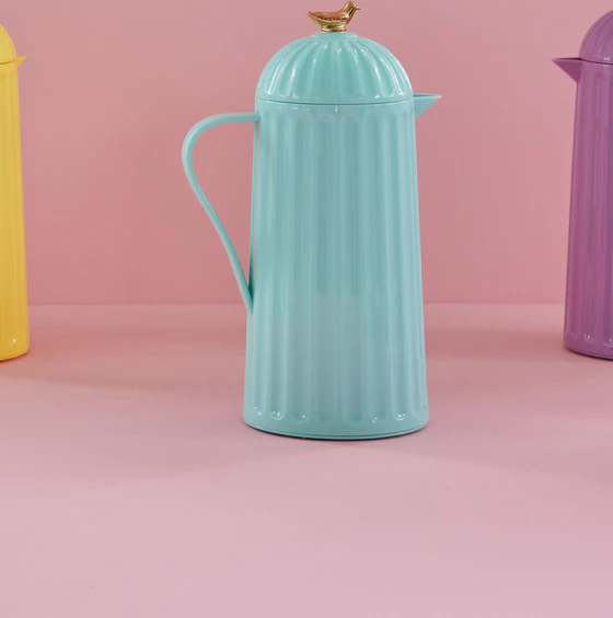 Isolierkanne Rice by Rice 1L Dunkel-Mint Gold-Vogel Design